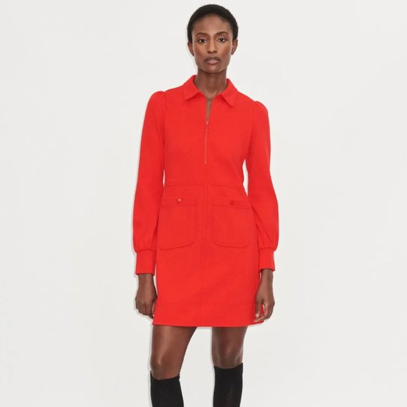Sporty Red Ponte Shift Dress with Ponte Jersey Tailoring - Picture 1 of 6